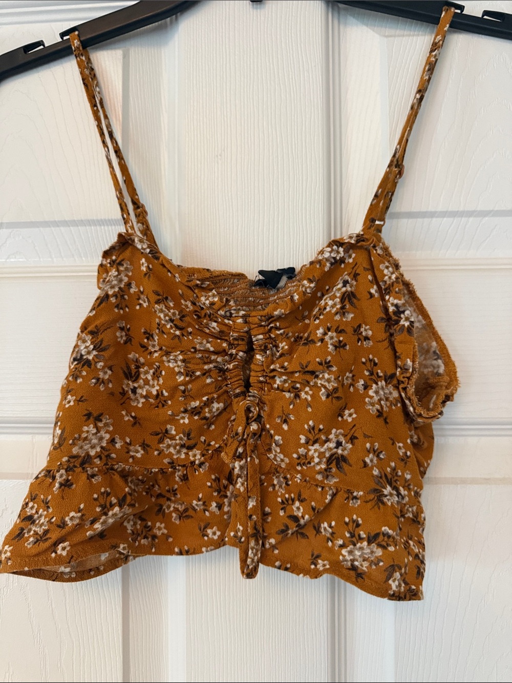 American Eagle Outfitters Mustard Floral Ruched Cami